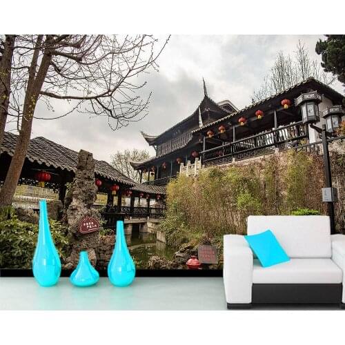 Papel de parede Chinese ancient garden architecture 3d wallpaper,living room bedroom wall papers home decor restaurant mural