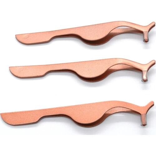 Rose Gold Full Strips Lash Tweezers Auxiliary Clam Makeup Tools Curved Portable Install Assistant Beauty Eye Makeup Accessories