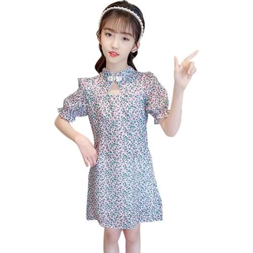 Dress Girl Floral Pattern Girls Dresses Summer Party Dress For Children Casual Style Girls Clothing 6 8 10 12 14