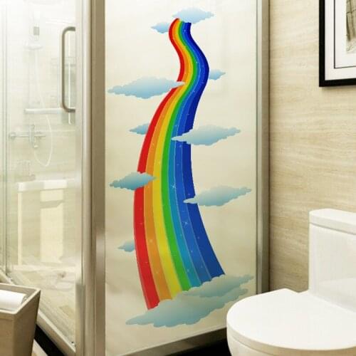 Rainbow glass decorative wall stickers frosted PVC light translucent opaque bathroom toilet decals beautify decorative stickers