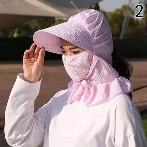 Women Anti-UV Multi Function Summer Hat Lady Striped Wide Brim Visor Cap Female Neck Protect Riding Hunting Hat Sun Hat