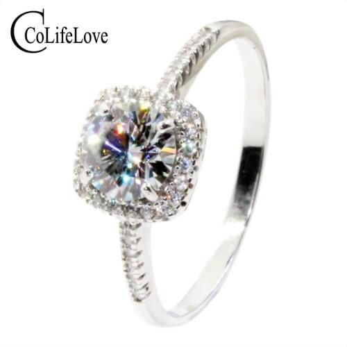 CoLife Jewelry Classic Moissanite Wedding Ring for Woman 1ct Grade Moissanite 925 Silver Engagement Ring Free Jewelry Box