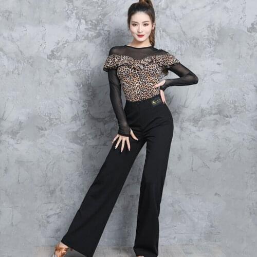 Latin Dance Pants New Black Yarn Bodysuit Pants Women Practice Clothes Girls Sexy Latina Samba Salsa Dance Clothing XS1886