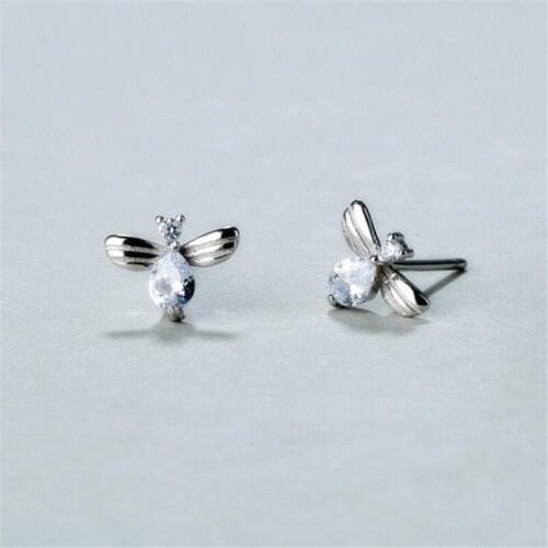 HEYLUOKE 2019 New Beautiful Simple Bee Jewelry Sweet Crystal Fresh Popular Women Insect Stud Earrings