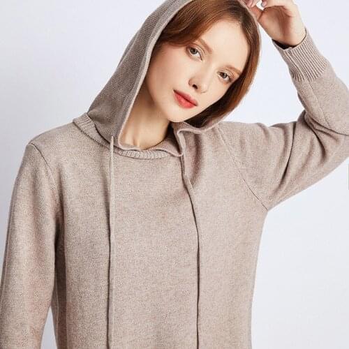 2020 Autumn Winter Sweater Dress Women Long Sleeve Knitted Dresses Female Casual Hooded Knitting Pullovers Clothes Plus Size
