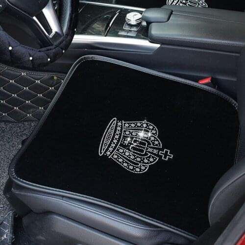 Winter Diamond Plush Universal Car Seat Covers Crystal Rhinestones Crown Front Back Seat Cushion Velvet Car Interior Accessories