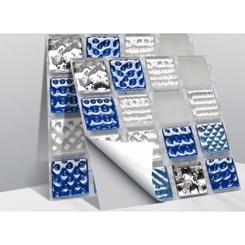 10pcs Wall Sticker Crystal Tile 3d Stickers Diy Waterproof Tile Self-adhesive Wall Stickers Checkered Wall Sticker For Home #3G