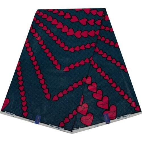 2019 Fashionable Pink Heart Pattern Print Top Quality African Ankara Veritable Guaranteed Real Wax 100% Cotton Fabric