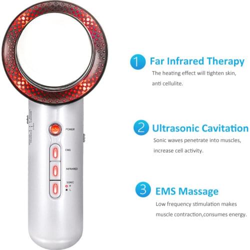 3 in 1 Facial Lifting EMS Infrared Ultrasonic Body Massager Device Ultrasound Slimming Fat Burner Cavitation Face Beauty Machine