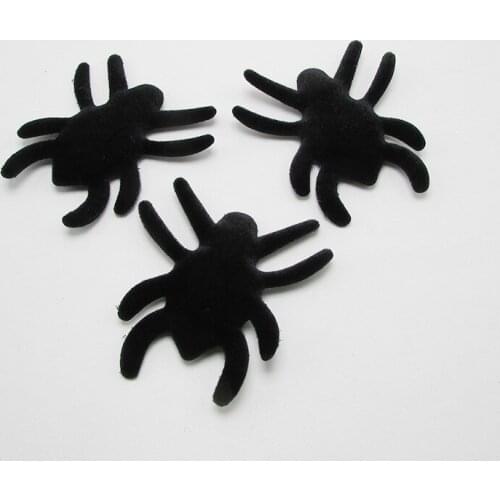 30pcs/lot 7*7.5cm Black plush spider Padded Patches for Halloween decoration and Bar haunted house decoration