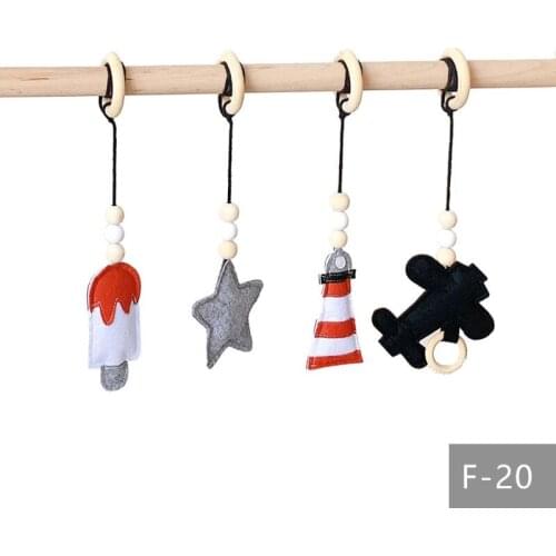 4Pcs/Set Baby Nordic Gym Frame Hanging Pendants Wooden Ring Teether Molar Nursing Toys Infant Room Decoration Gifts