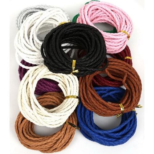 5m/lot Multicolored Manmade Braided Leather Cord String Hemp Rope 4mm for DIY Jewelry Making Bracelet Necklace