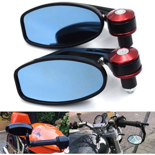 7/8"22mm Handlebar End Motorcycle Mirrors Oval Classic Rearview Mirrors For Yamaha kawasaki Honda Suzuki KTM BMW Suzuki GSXR600