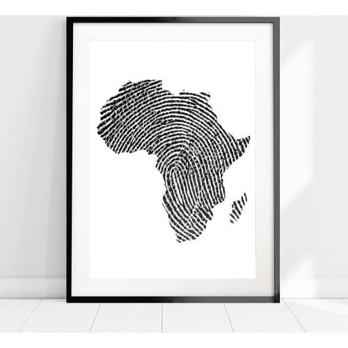 Africa Map Posters and Prints Finger Map Travel Wall Art Canvas Painting Grey Black White Pictures for Living Room Home Decor