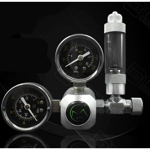 Aquarium G5/8 CO2 Regulator Double Gauge Aluminum Alloy Acrylic Flow Meter Control Valve Reducer Welding Decompression Table