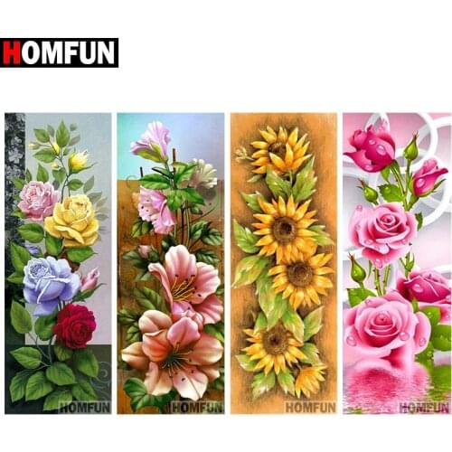 HOMFUN Diamond Painting Cross Stitch "Rose sunflower flower" Full Square Round Diy 5d Diamond Embroidery Picture Rhinestone Art