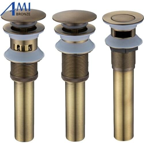 Antique Bronze Bathroom basin sink Press Pop Up Drain stopper waste Assembly water overflow or non-overflow