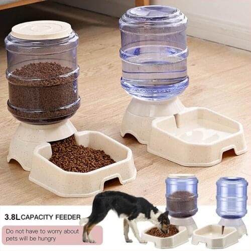 3.8L Pet Cat Automatic Feeder Large Capacity Cat Water Fountain Plastic Dog Water Bottle Food Dispenser Feeding Bowl for Cat Dog
