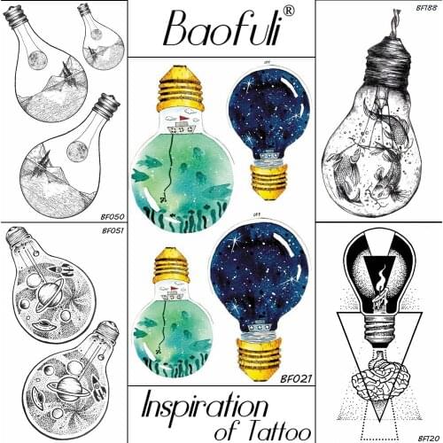 BAOFULI Baby Galaxy Stars Sea Fish Temporary Tattoo Flash Drifting Bottle Bulb Tatoos Kids Christmas Gifts Tattoo Stickers