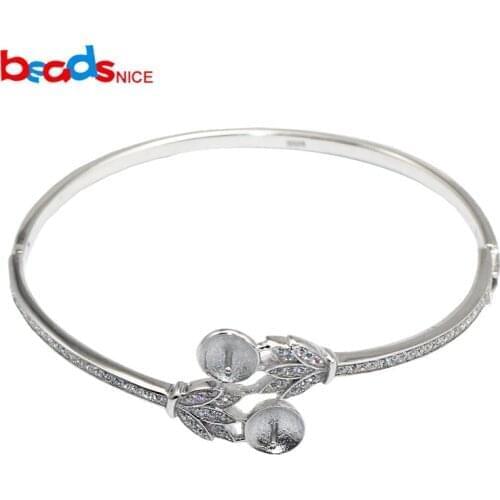 Beadsnice New Wedding Jewelry Open Cuff Bracelets For Half-drill Beads Pearl ID30792