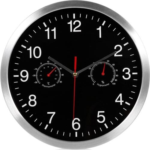 3 in 1 Silent Quartz Wall Clock Quiet Movement Thermometer Hygrometer No-Ticking Home Art Decor Wall Clock