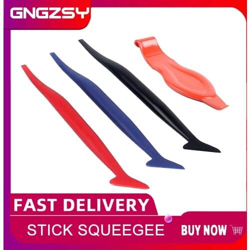 CNGZSY 4pcs/Box Window Tint Wrapping Tools Carbon Fiber Film Car Sticker Squeegee Corner Long Handle Bubble Clean Scraper B18