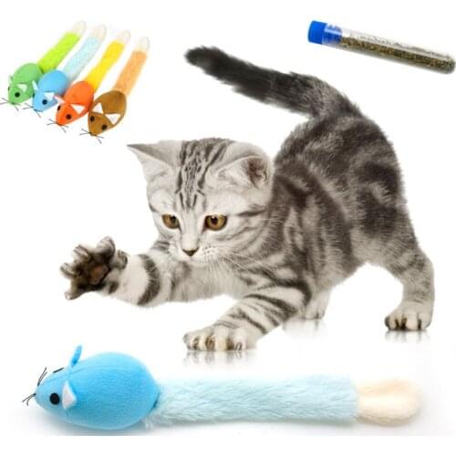 Long tail mouse cat teaster toys funny pet toys cat toys mouse trainning funny playing toys interactive with catnip 4 color