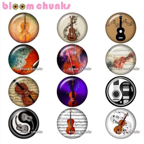 Guitar music Round photo glass cabochon demo flat back Making findings 12mm/18mm/20mm/25mm B1253