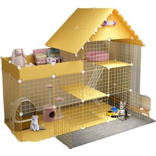 Cat Cage Villa Home Super Large Free Space with Toilet Separation Pet Cattery Indoor Cat Nest Pet Cat House Pet Supplies