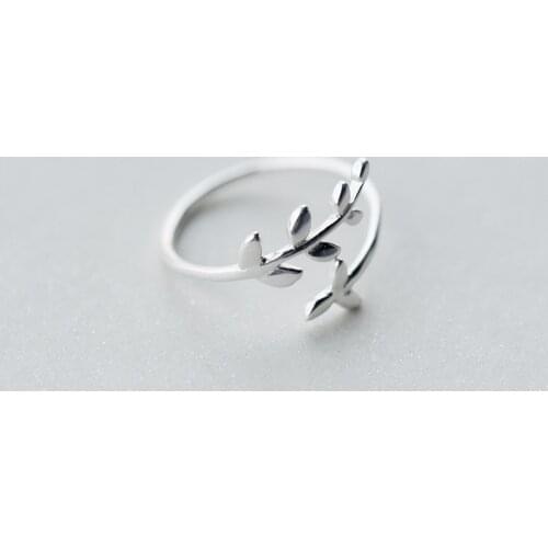 MloveAcc 100% 925 Sterling Silver Fashion Women Cute Olive Branch Leaf Rings for Girls Fashion sterling-silver-jewelry