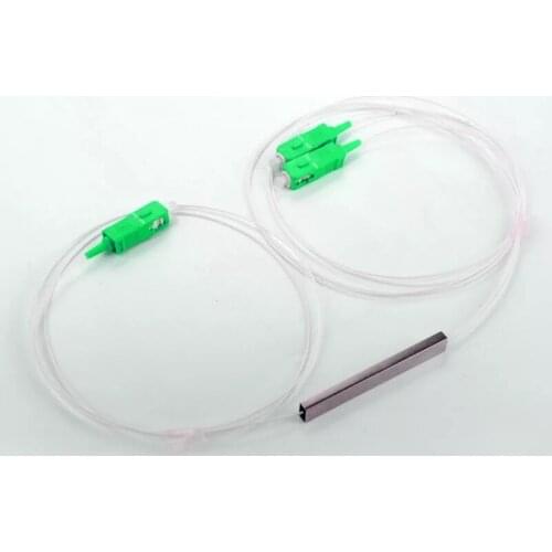 PLC Splitter 1x2 High Quality 10pcs/Lot SC/APC SM 0.9mm Steel Tube FTTH Fiber Optic PLC Splitter 1m SC APC 1:2 Connectors