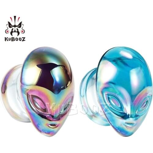 Colorful Alien Glass Ear Body Jewelry Earrings Expanders Screw Piercing Plugs Strechers Fashion Gift For Women Men Wholesale