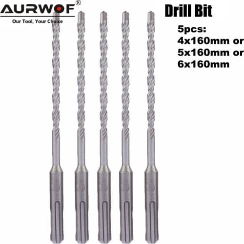 LAVIE 5pcs 4mm 5mm 6mm Electric Hammer SDS Plus Drill Bits Set 160mm Concrete Wall Brick Block Masonry Hole Saw Drilling 015