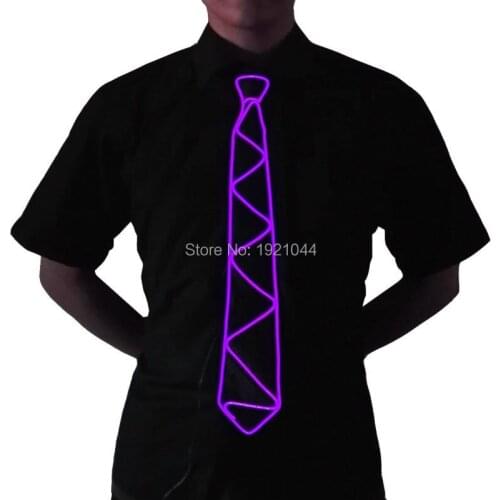 Fashion Flashing EL Wire Necktie Glowing DJ Dance Tie for Bar Blub with DC-3V Sound activated Driver