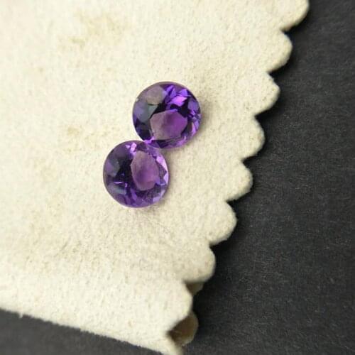 Tbj ,Natural african amethyst round 7 mm loose gemstone,two pieces in one lot for silver gemstone jewlery mounting