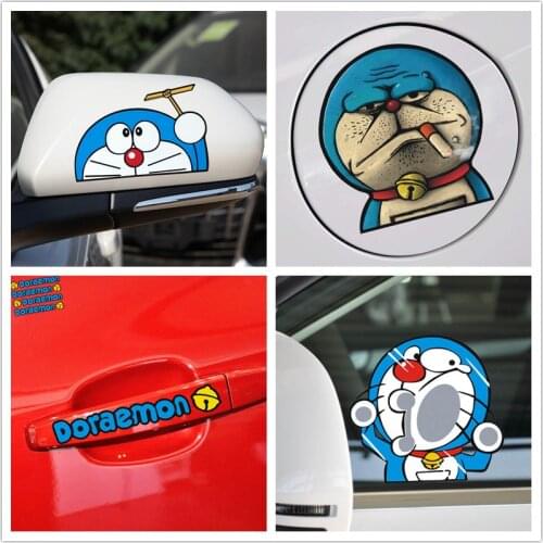 Car Stickers Doraemonドラえもん Cartoon Cute Lovely Blue Funny Creative Decals For Trunk Fuel Tank Cap Rearview Mirrors D20