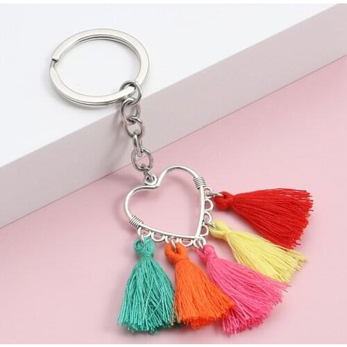 New Jewellery Design Keychain Hollow Heart Tassel Key Ring Metal Key Chains Valentines Day Gifts DIY Punk Jewelry Handmade