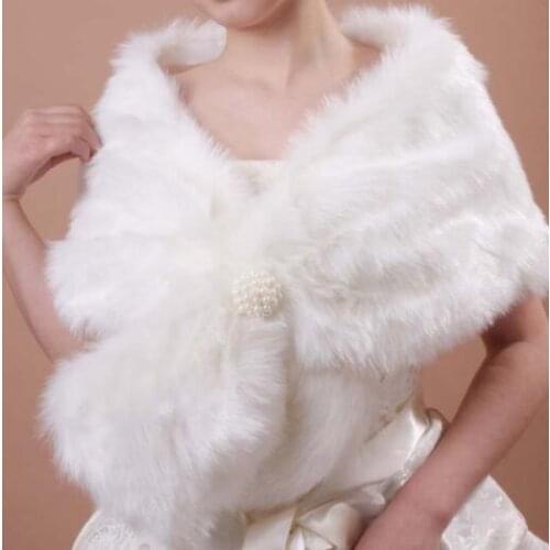 Charming Faux Fur Wedding Shawl Elegant Ivory Bridal Wedding Shawl Stole Wrap Shrug Scarf