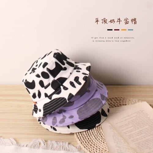 2-6 Years Old Children Cow All-Match Baby Fisherman Hat Spring Bucket Hat Cute Animal Print Wide-Brim UV Fisherman Hat