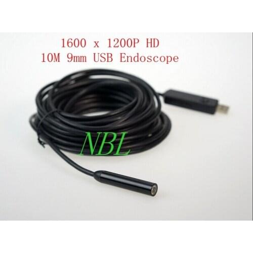 10M 9mm USB Industrial Endoscopes HD Waterproof Wire Endoscope 1/6 VGA CMOS 2MP 6*LED Borescopes Video Camera with Retail Box