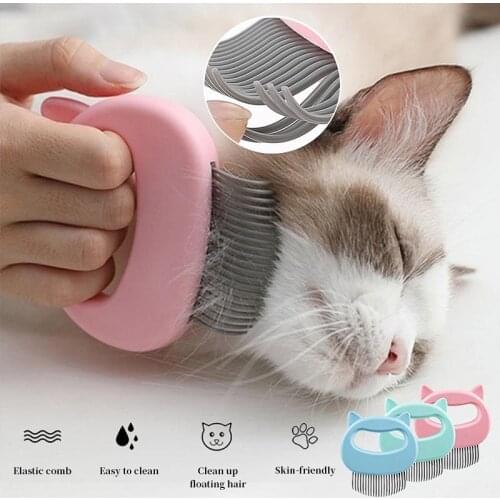 Pet Massage Hair Removal Comb ABS Elastic Half-curved Handle Cat Brush To Clean Fluff Massage