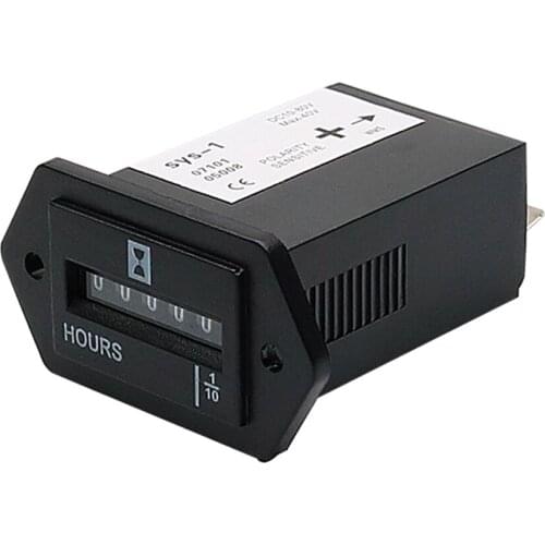 Wooeight AC 100-250V DC 10-80V Sealed Hour Meter Counter Hourmeter Timer 6 Digit Display for Electromechanical Engine Generator