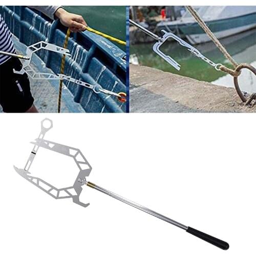 U Type Stainless Steel Telescoping Boat Hook Dock Hook Long-Distance Threader Fishing Accessory Quickly