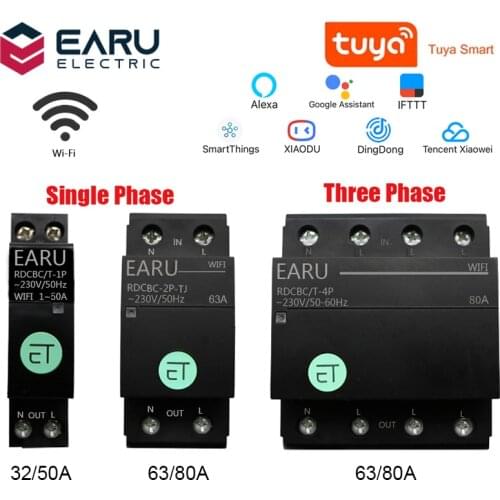 1P 2P 4P WiFi Circuit Breaker Time Timer Relay Switch Smart House Voice Remote Control by TUYA APP for Amazon Alexa Google Home