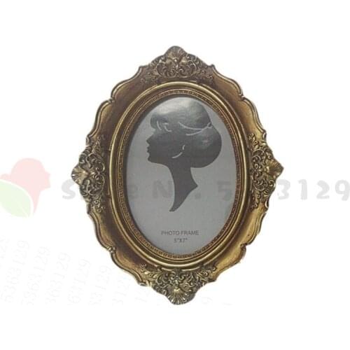 Vintage Picture Frame Elliptical European Style Household Wall Mounted Type 6/7/12 Inches Resin Portrait Women Decoration Frame
