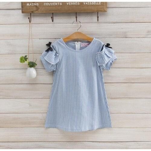 Hot sales 2018 Summer Striped Linen Girl Dress Children Dresses For Girls Princess Party Children Dresses Birthday Party Dress