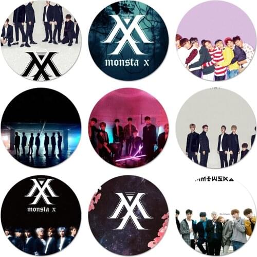 58mm KPOP Boy Group Monsta X Icons Pins Badge Decoration Brooches Metal Badges For Backpack Decoration