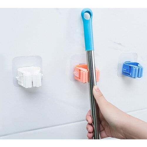 1PC Wall Mounted Mop Organizer Holder Broom Hanger Clip Home Goods Seamless Bathroom Home Kitchen Organizer Racks