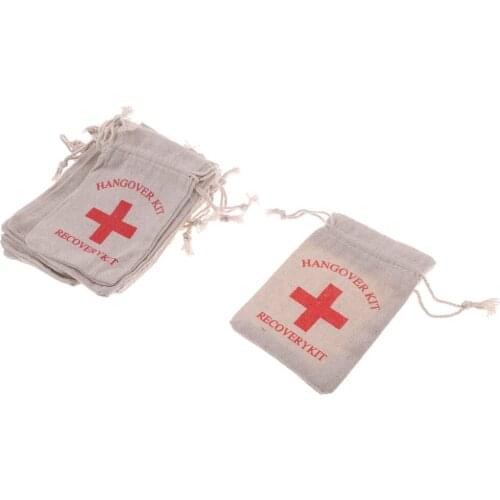 10pcs Hangover Survival Kit Party Favour Muslin Drawstring Bag
