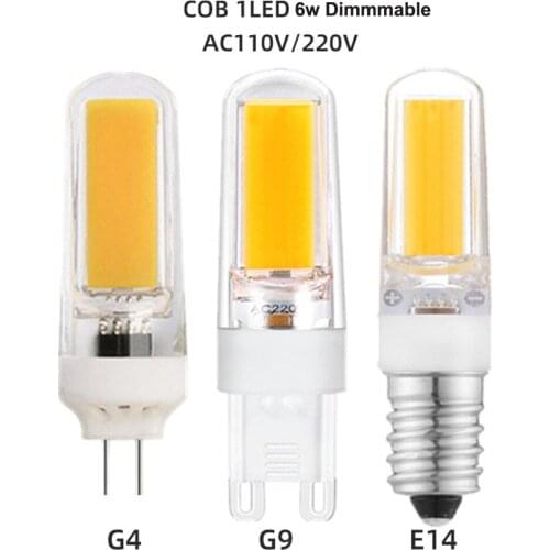 10PCS G9 G4 E14 LED COB Bulb 110V 220V 6W Dimmable LED Bulb 3000k 4000k 6000k Machine Chandelier Crystal Bulb Replace Halogen